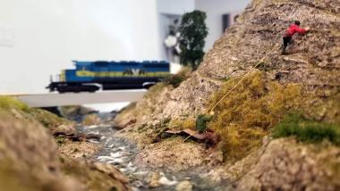 Mountain climbers are hard at work on one of Markus Weller's modules.