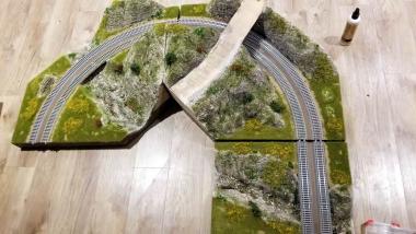 Markus Weller has sceniced two corner modules and adopted on straight module.  These photos were taken before the scenery was 100% completed.